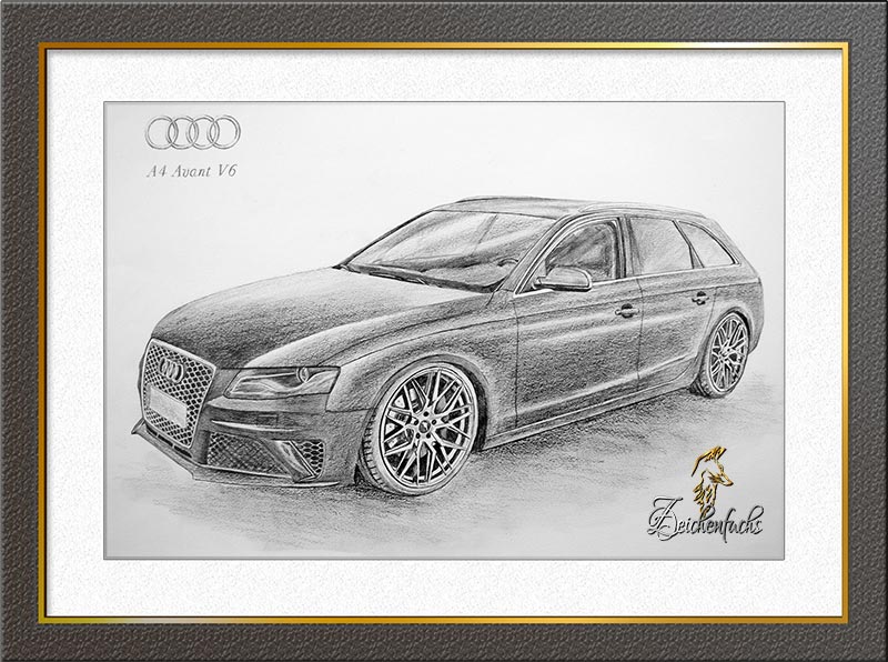 Audi A4 Bleistiftzeichnung | Zeichnung