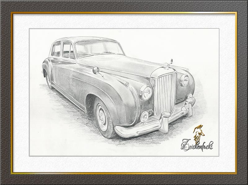 Bleistiftzeichnung Bentley S2 Continental