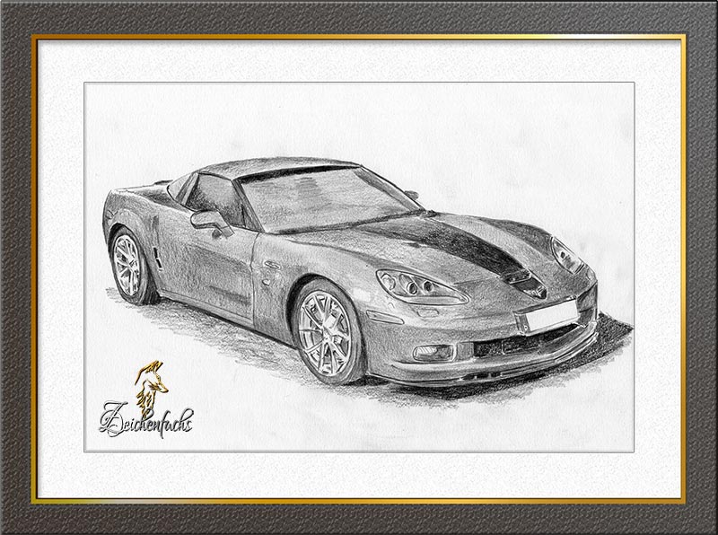 Chevrolet Corvette Bleistiftzeichnung | Zeichnung