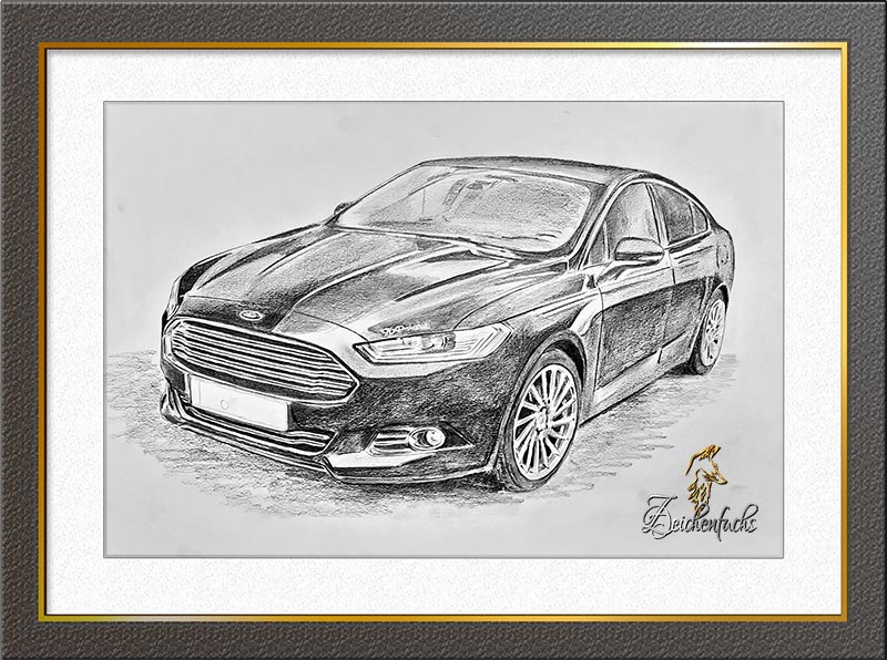 Ford Mondeo Bleistiftzeichnung | Zeichnung
