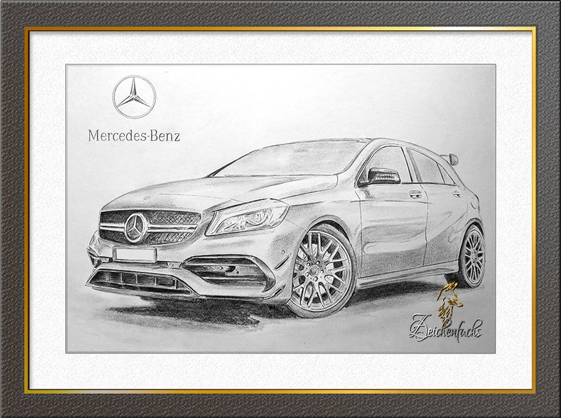 Sportwagen Bleistiftzeichnung Mercedes Benz