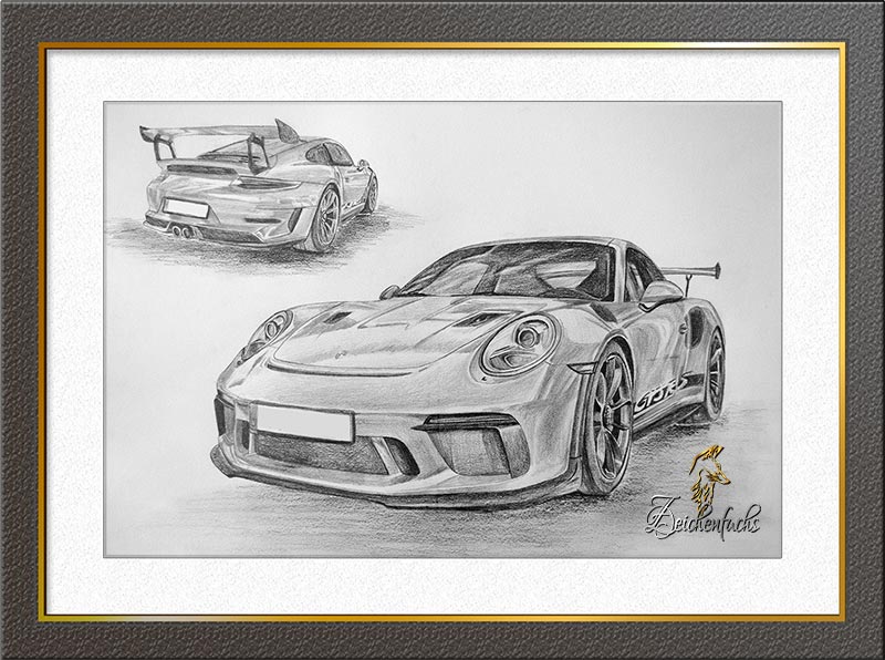 Zeichnung Sportwagen Porsche 911 GT3RS