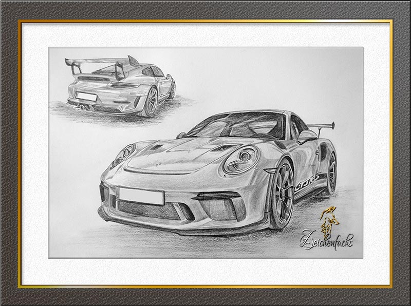 Bleistiftzeichnung Porsche 911 GT3RS