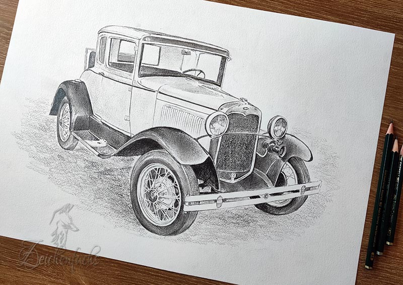 Oldtimer Zeichnung Ford Model A