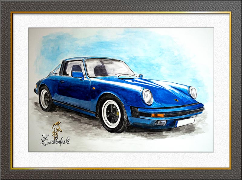 Porsche Aquarellgemälde